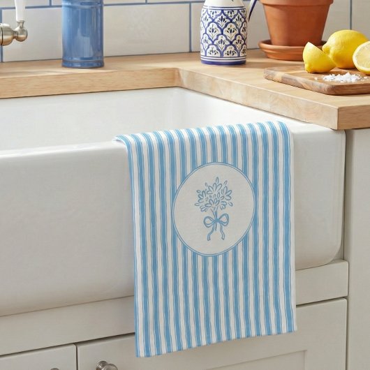 Speelse Blauwe Witte Streep Preppy Theedoek
