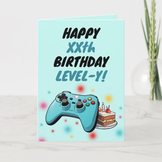 Speelse Blauwgroen controller gamer Verjaardag Kaart (Voorkant)