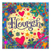 Speelse Bloeiende Inspirerend Vlinder  Foto Afdruk (Voorkant)