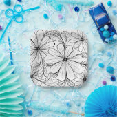 Speelse bloemblaadjes vierkant papier Bord (Feest)