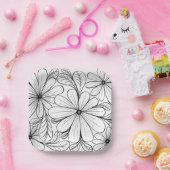 Speelse bloemblaadjes vierkant papier Bord (Feest)