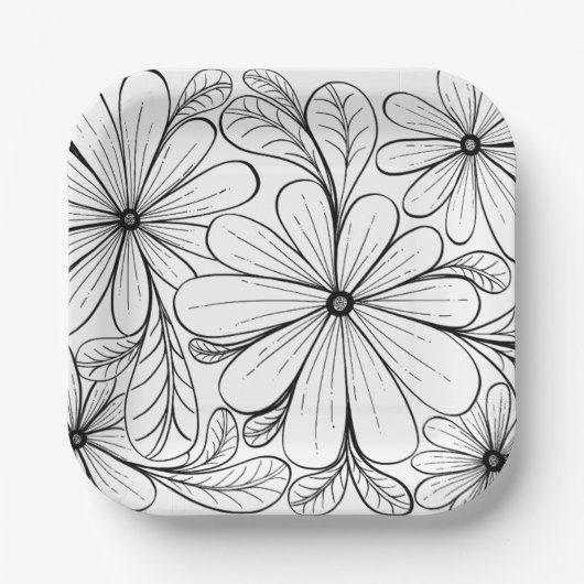 Speelse bloemblaadjes vierkant papier Bord (Voorkant)
