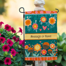 Speelse Bloemen Harten Custom Naam Modern