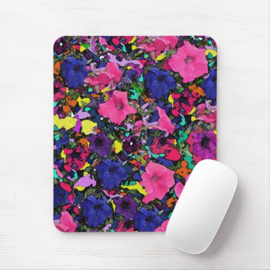 Speelse bloemen ~ Mousepad Muismat (Met muis)