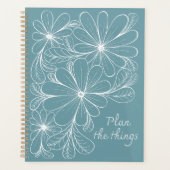 Speelse Bloemen op Blauwgroen Planner (Voorkant)