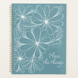 Speelse Bloemen op Blauwgroen Planner