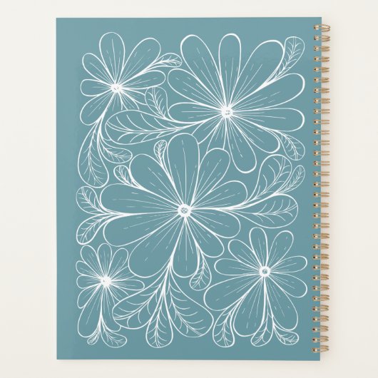 Speelse Bloemen op Blauwgroen Planner (Achterkant)