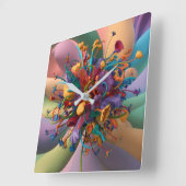 Speelse Bloemen Tijdstuk: Unieke Home Decor Vierkante Klok (Hoek)