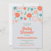 Speelse bloemige babyshower uitnodiging (Voorkant)