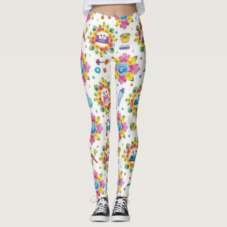Speelse Bloemige Mandala's Naadloos Patroon Leggings