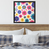 Speelse bloemige wandkunst canvas afdruk (Insitu (Slaapkamer))