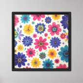 Speelse bloemige wandkunst canvas afdruk (Voorkant)