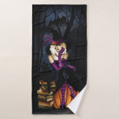 Speelse Blonde Heks Pompoen Paarse Fantasie Badhanddoek (Badhanddoek)