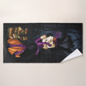Speelse Blonde Heks Pompoen Paarse Fantasie Badhanddoek (Badhanddoek)
