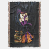 Speelse Blonde Heks Pompoen Paarse Fantasie Deken (Voorkant Verticaal)