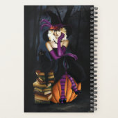 Speelse Blonde Heks Pompoen Paarse Fantasie Planner (Achterkant)