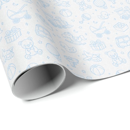 Speelse Blue Baby Gift Wrap Cadeaupapier (Rol Hoek)