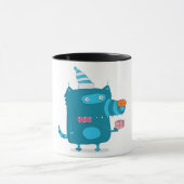 Speelse Blue Cartoon Monster met Party Pet Mok (Midden)