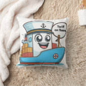 Speelse Blue Cartoon vrachtschip tarief aan boord Kussen (Deken)