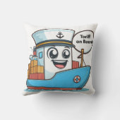 Speelse Blue Cartoon vrachtschip tarief aan boord Kussen (Achterkant)
