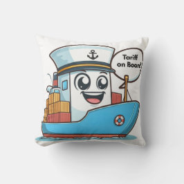 Speelse Blue Cartoon vrachtschip tarief aan boord Kussen
