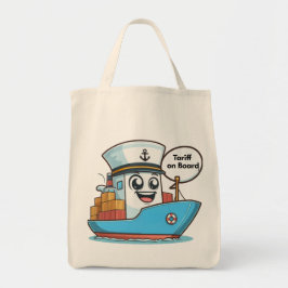 Speelse Blue Cartoon vrachtschip tarief aan boord Tote Bag