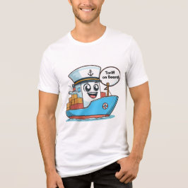 Speelse Blue Cartoon vrachtschip tarief aan boord Tri-Blend Shirt