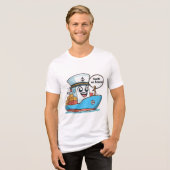 Speelse Blue Cartoon vrachtschip tarief aan boord Tri-Blend Shirt (Voorkant volledig)