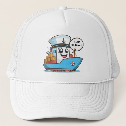 Speelse Blue Cartoon vrachtschip tarief aan boord Trucker Pet (Voorkant)