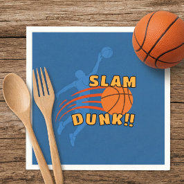 Speelse Blue Slam Dunk Basketball Verjaardag Servet