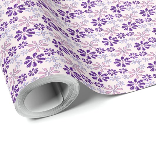 Speelse Blush Roze Paarse Floral Doodle Cadeaupapier (Rol Hoek)