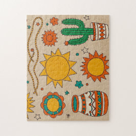 Speelse Boheemse Patronen Handgetekende zonnen, ma Legpuzzel