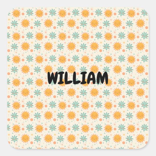 Speelse Boho Sun Vierkante Sticker (Voorkant)