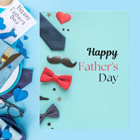 Speelse boog Stropdas & snor Happy Vaderdag Briefkaart