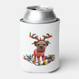 Speelse Border Terrier helpen met de kerst Blikjeskoeler