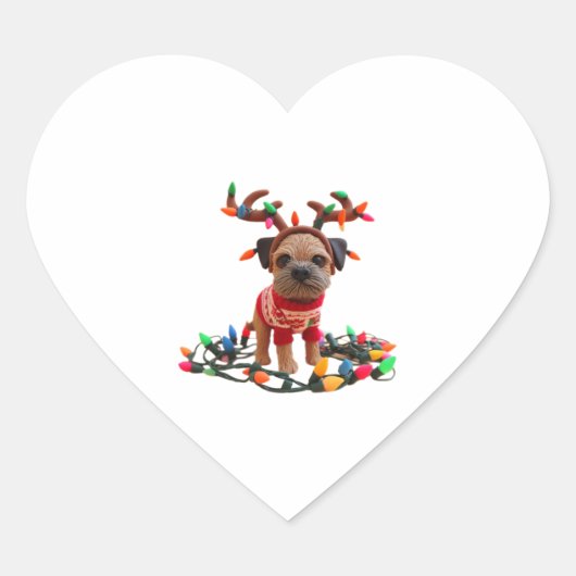 Speelse Border Terrier helpen met de kerst Hart Sticker (Voorkant)