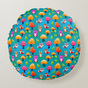 Speelse Bos Scene Houtachtige Kinderkamer Decorati Rond Kussen