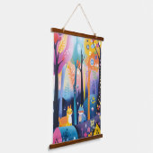 Speelse bosdieren illustratie hangend wandkleed (Gebogen)