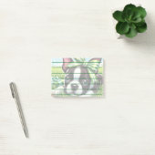 Speelse Boston Terrier Puppy met groene boog Post-it® Notes (Kantoor)