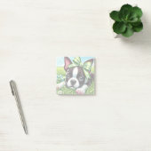 Speelse Boston Terrier Puppy met groene boog Post-it® Notes (Kantoor)