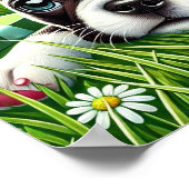 Speelse Boston Terrier Puppy met groene boog Poster (Hoek)