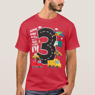 Speelse Bouwvoertuigen 3 verjaardag jongen auto's T-shirt