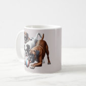 Speelse Boxer honden en bal Koffiemok (Voorkant links)