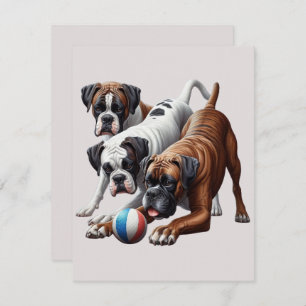 Speelse Boxer Honden en Bal: Plezier in elke Fetch Notitiekaartje