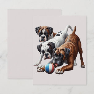 Speelse Boxerhonden en Bal: Plezier bij elke Ophaa Notitiekaartje