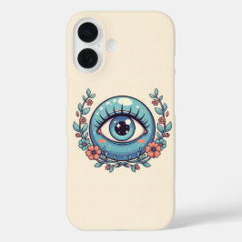 Speelse Boze Oog met Cartoon Dieren iPhone 16 Hoesje