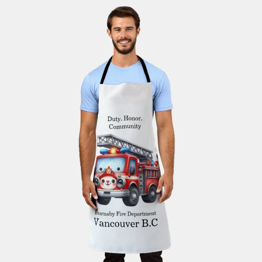 Speelse brandweerwagen bij zonsondergang schort (Gedragen)