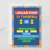 Speelse Bricks Bouwstenen Boy's Blue Birthday Kaart (Voorkant)