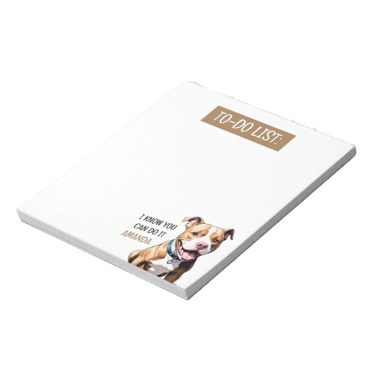 Speelse Bruine Pit Bull Hondenliefhebber Notitieblok (Linkerzijde)