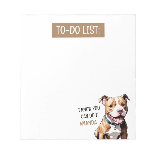 Speelse Bruine Pit Bull Hondenliefhebber Notitieblok (Voorkant)